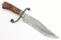 Couteau de chasse, de camping et de survie de qualité supérieure en acier Damas San Mai de qualité industrielle, 15 pouces, manche en bois, étui en cuir