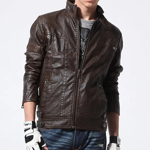 Veste en cuir unisexe de qualité supérieure avec col à bouton-pression et doublure intérieure matelassée Veste en cuir personnalisée pour hommes 2026 - Product Image 1