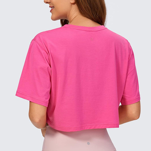 Camiseta básica con cuello redondo para mujer, camiseta blanca de manga corta de Color puro para mujer, camisetas de algodón pesado para mujer 2025 - Product Image 3