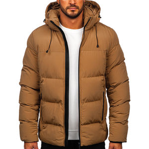 Chaqueta Corta de Invierno para Hombre, Color Marrón, de Secado Rápido, con Cuello Alto, Resistente al Viento, Transpirable, Ecológica, con Logotipo Frontal - Product Image 1