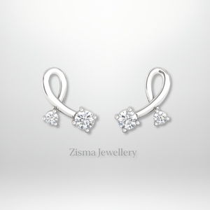 ต่างหูเพชรเม็ดกลมทรงเรขาคณิตสุดหรูสีทอง14K 18K VVS Def real Lab grows diamonds - Product Image 6