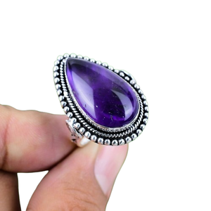 925 plata esterlina sólida hecha a mano piedra preciosa amatista Spinner anillo 925 Plata estampada mejor diseño moda plata joyería clásica - Product Image 1