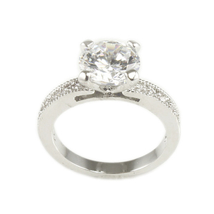 Anelli geometrici in Zirconia cubica misura 10 oro giallo con rodiatura anelli di pietre preziose con impostazione rodio - Product Image 1