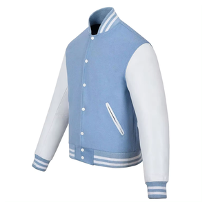 แจ็กเก็ตเบสบอลสีดำสำหรับผู้ชายแจ็คเก็ตทีมโรงเรียนผ้าโพลีเอสเตอร์แบบเรียบสำหรับฤดูใบไม้ร่วง - Product Image 2