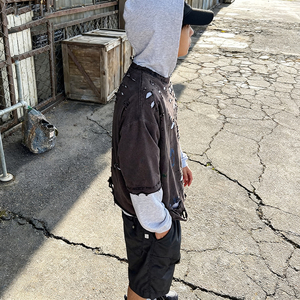 Sweat à capuche 100% coton pour hommes, ourlet brut personnalisé des fabricants avec patch effet délavé, appliques, sweats à capuche délavés à l'acide, unisexe - Product Image 2