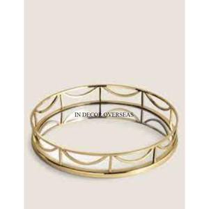 Plateau à miroir de forme ovale pour servir des aliments avec des bords de designer uniques moulés en aluminium poli brillant argenté au prix le plus bas - Product Image 4