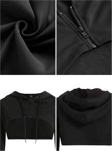 Sudadera con capucha y cremallera para mujer, personalizada con estampado frontal, manga larga, sexy, con cordón, top corto, transpirable, informal, para entrenamiento - Product Image 5