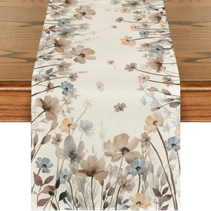 Camino de mesa de flores de algodón y poliéster impermeable de alta calidad al por mayor | Logotipo impreso personalizado y decoración floral para comedor - Product Image 1