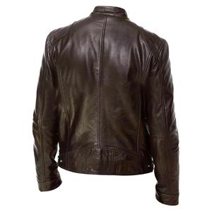 Printemps hommes col montant mince pleine fleur veste en cuir poche à glissière PU manteau motard hommes vêtements décontracté mâle de qualité supérieure - Product Image 5