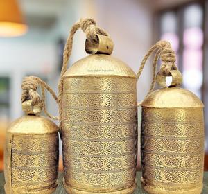 New Design Handcrafted Metal <b>Cow</b> Bells With Rustic Gold Finished Used for Hanging Decor Religious <b>Ornament</b> <b>Cow</b> Bell - Product Image 4