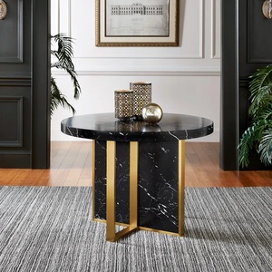 Marble Top <b>Fold</b>-able Extendable <b>Round</b> 6 Chair Dining <b>Table</b> Stainless Steel Modern Design Wedding Home Furniture Dining <b>Table</b> - Product Image 6