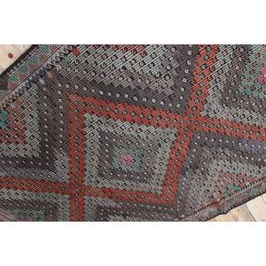 Alfombra de 6x8 pies, Alfombra Turca Vintage, Alfombra Kilim con Diseño Geométrico Arcoíris - Product Image 2