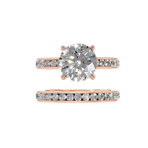 ชุดแหวนหมั้นเพชรที่ปลูกในแล็บทองคำ14K เครื่องประดับเพชรเม็ดเดี่ยวหรูหราแบบคลาสสิกสำหรับวันครบรอบแต่งงาน - Product Image 3