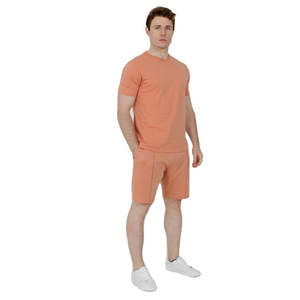 Ensemble short et t-shirt col rond personnalisé de haute qualité pour homme, taille élastique, respirant, 100 % coton avec poche, idéal pour les activités de plein air - Product Image 3
