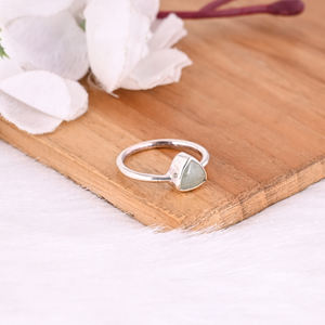 925 Sterling argent massif aigue-marine pierre précieuse à la main empilable bague maman cadeaux argent bijoux fins bijoux personnalisés - Product Image 5