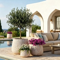 Jardinière ronde en ciment de style américain, grande, légère, durable, écologique, pour l'intérieur et l'extérieur, pour plantes et fleurs