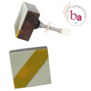 Boutons carrés modernes en bois de résine et poignée en corne d'os en laiton pour commode chambre cuisine et salle de bain armoires pour tiroirs - Product Image 1