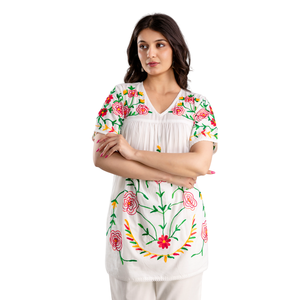 Conjunto de Dos Piezas de Blazer y Pantalones Cortos Formales para Mujer, Estilo Bohemio de Algodón con Bordado Floral, para Atuendos de Verano e Invierno - Product Image 6