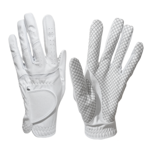 Gants de golf unisexes en cuir Cabretta blanc de qualité supérieure, à doigts entiers, avec patch en silicone imprimé - Product Image 3