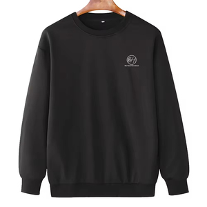 Sweat-shirt en coton noir à coupe classique, respirant, couleur unie, logo imprimé sur le devant, basique, matière durable, sweat-shirt pour homme - Product Image 1