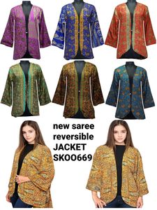 Gran oferta, chaqueta de Sari de seda con estampado Reversible para mujer, elegantes vestidos informales con detalle de borlas de encaje, nueva colección tradicional - Product Image 2