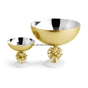 ชามทรงกลมออกแบบลายใบไม้โลหะเกรดสูงสำหรับการเสิร์ฟและตกแต่งจากอินเดีย - Product Image 6