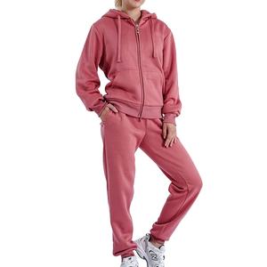 ชุดวอร์มลำลองผู้หญิงแบบ 2 ชิ้น เสื้อฮู้ดผ้าฟลีซและกางเกงขายาว ชุดออกกำลังกายอุ่นๆ - Product Image 1