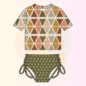 KERUI 2025 детские летние купальники для детей 50 + купальники с принтом шорты с коротким рукавом Летний купальник комплект из 2 предметов - Product Image 4