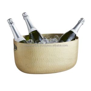 Seau à glace en laiton martelé, bouteille d'eau pure, disponible avec emballage haut de gamme, refroidisseur à vin, forme ovale - Product Image 1