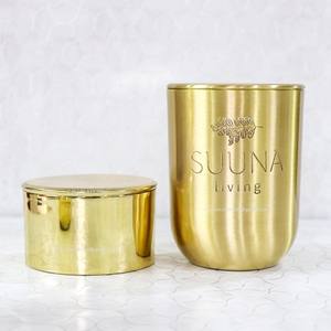Custom Logo 6Oz Brass Gold Candle Jar Glossy Finish Brass Empty Jars for Candle Making Containers for High Quality Candles - Product Image 5