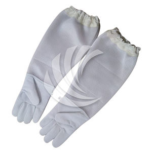 Guantes de apicultura resistentes con palmas de cuero de vaca grueso y mangas de lona extra largas para máxima protección contra picaduras - Product Image 4