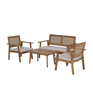 ชุดโซฟาหวายโครงไม้อะคาเซียกลางแจ้งแบบกำหนดเองเฟอร์นิเจอร์พักผ่อนสำหรับโรงแรมวิลล่าสำหรับสนามหญ้าผู้จำหน่ายจากเวียดนาม - Product Image 1