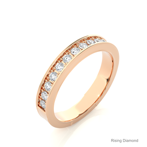 0.48 CTW Round Cut Lab Grown Diamond Half Eternity Set CVD Wedding <b>Band</b> Rose Gold Anniversary Gift <b>Rings</b> - Product Image 3
