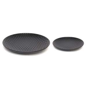 Plateau décoratif en métal émaillé avec revêtement en poudre rose finition design gaufré forme ronde qualité authentique pour servir - Product Image 1