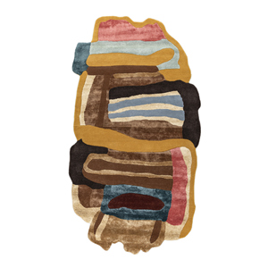 Alfombra Abstracta Joy Gold de Lana y Viscosa Hecha a Mano con Técnica Tufted, Modelo Tra-15216, para Decoración del Hogar - Product Image 1