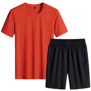 Conjunto de camiseta y pantalones cortos informales de verano para hombre 100% algodón - Product Image 2