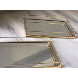 Elegant Decorative Display Trays Made of Metal <b>Mirror</b> Tray Rectangular <b>Tabletop</b> Tray at Attractive Price by Indian Metal World - Product Image 2