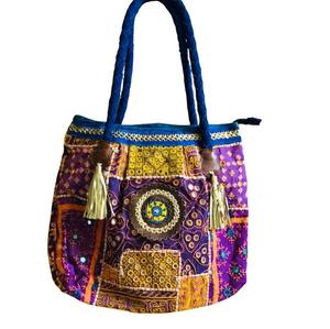 Bolso Banjara hecho a mano indio para mujer, bolso de hombro de algodón bordado Vintage de lujo personalizado para compras nocturnas, Material de tela - Product Image 6