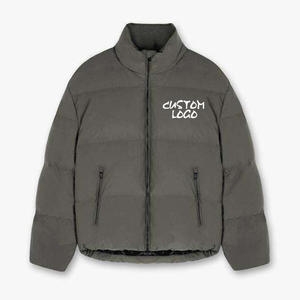 Veste matelassée vert olive personnalisée en gros avec logo, veste à fermeture éclair pour homme, col montant, veste matelassée pour homme, veste matelassée brillante - Product Image 2