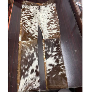 Pantalon en cuir de vachette à prix d'usine, design personnalisé, taille haute, coupe droite, jambe large - Product Image 3