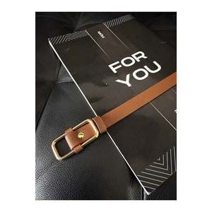 Rectangular Buckle Women's Trouser <b>Belt</b>, Jacket <b>Belt</b>, Shirt <b>Belt</b>, <b>Dress</b> <b>Belt</b> - Tan - Product Image 3