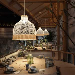 Suspension en rotin pour salle à manger et espace de vie offrant une lumière douce et diffuse et un attrait décoratif écologique - Product Image 5