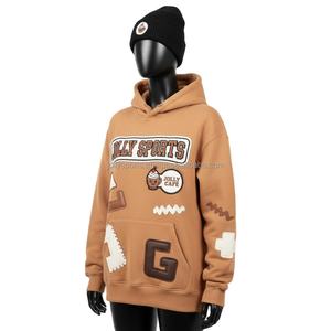 Sweat à capuche pour femme en polaire 320 GSM, couleur marron, avec broderie de patch et logo personnalisé, vêtements d'hiver, basiques pour femmes - Product Image 4