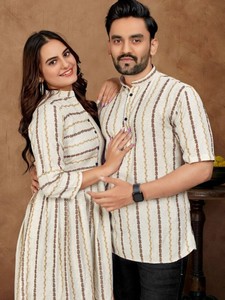 Présentation Couple Mens Shirt Kurta & Female Tunic Combo pour la saison des festivals pour la collection de fêtes - Product Image 6