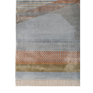 Alfombra Manchaha Azul con Patrón Abstracto, Tejida a Mano con Lana y Seda de Bambú, para Decoración de Sala de Estar o Pasillo - Les-2936 - Product Image 4