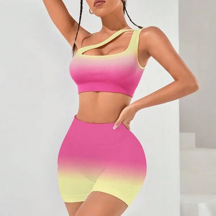 Hihg Quality Custom Logo Womens Tie Dye Gym Shorts Set