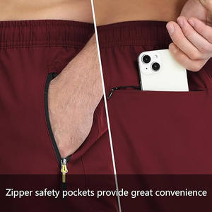 กางเกงวอร์มผ้าฝ้ายโพลีเอสเตอร์ระบายอากาศมีกระเป๋าด้านหน้าแบบเรียบมีซิปสำหรับผู้ชาย - Product Image 6