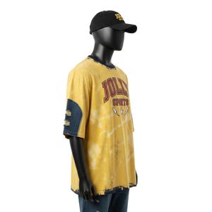 T-shirt 100% coton pour homme, coupe ample, imprimé, chemise délavée à l'acide, tissu respirant, manches à panneaux, logo imprimé sur écran personnalisé - Product Image 4