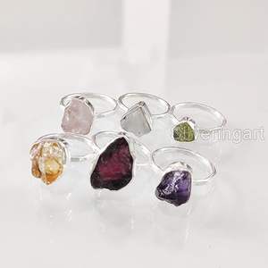 Rough Stone Jewelry Women's <b>Ring</b> Natural Emerald Sapphire Tanzanite Herkimer Gemstone Statement Jewelry 925 Sterling Silver <b>Ring</b> - Product Image 3