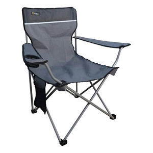 Sedia pieghevole Nat Geo Denver con braccioli grigio e nero, supporta 102 kg - Product Image 1
